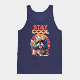 Cute Shih Tzu Stay Cool With Sunglasses Retro Hip Design Tank Top